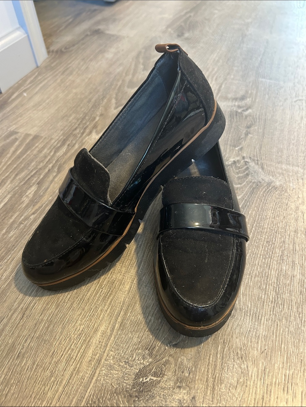 Dr. Scholl's Black Patent & Suede Women's Loafers